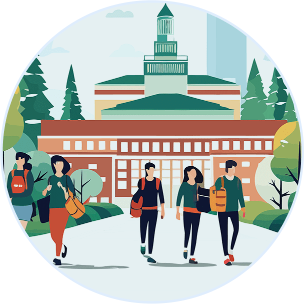 大学に通う学生のイメージ図